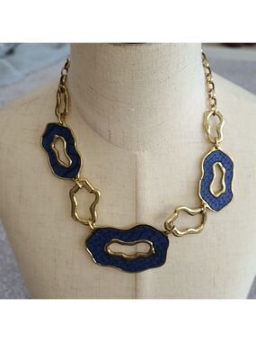 🆕️ Blue and gold statement  necklace